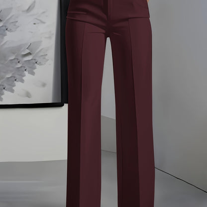 High-Waisted Wide-Leg Trousers – Tailored Creased Work Pants