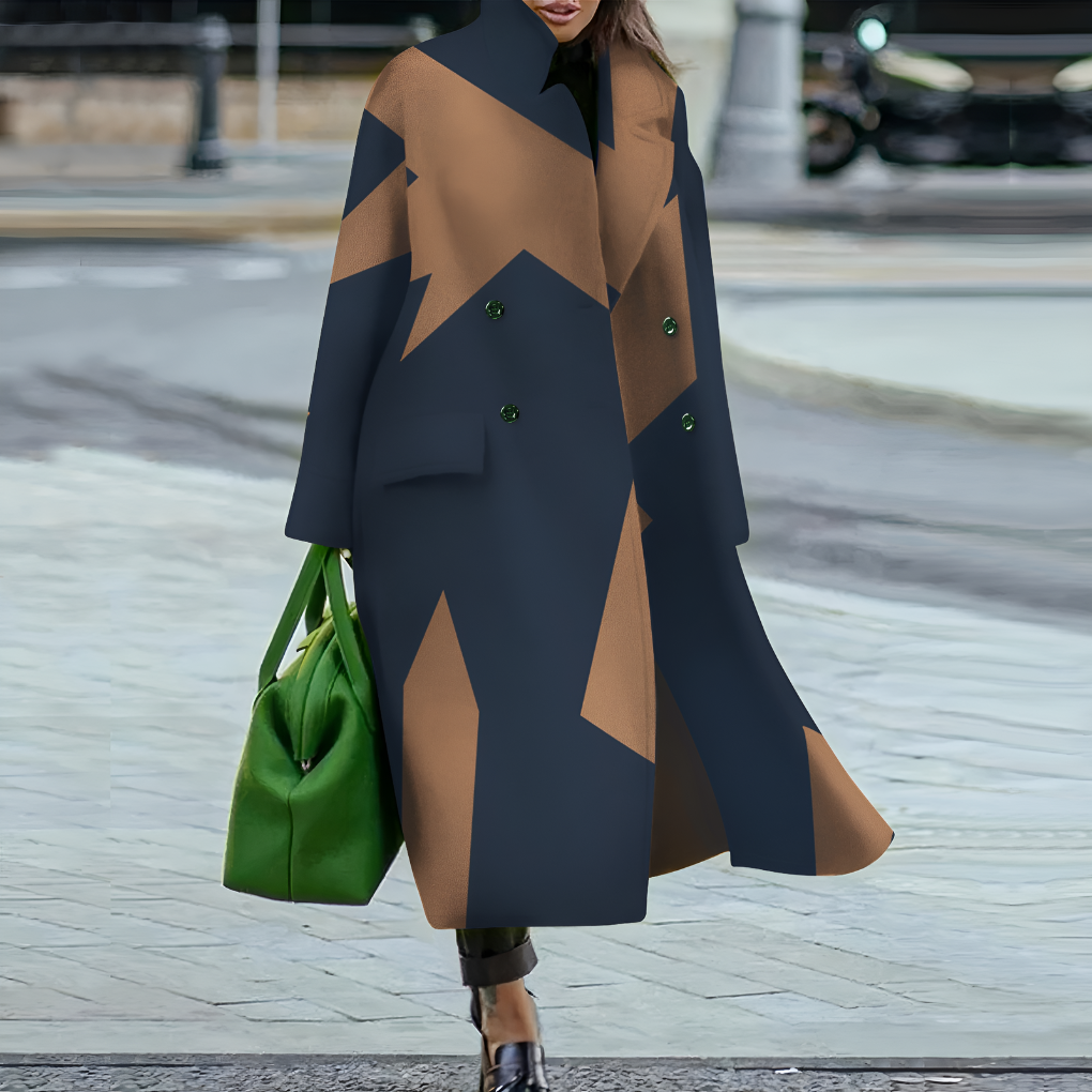 Double Breasted Longline Coat – Stand Collar Oversized Fit