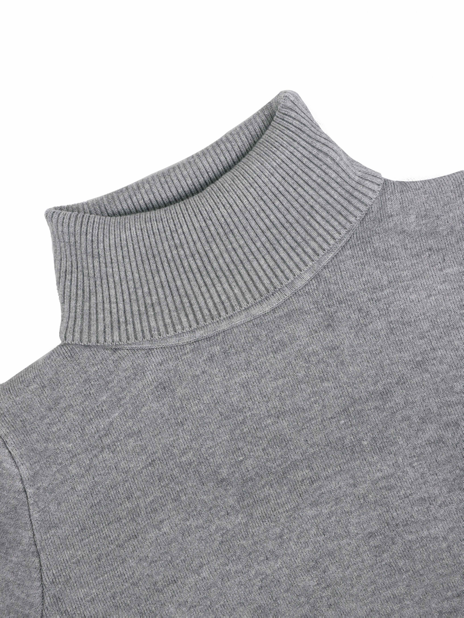 Fleece Lined Turtleneck Sweater – Slim Fit Knit Pullover