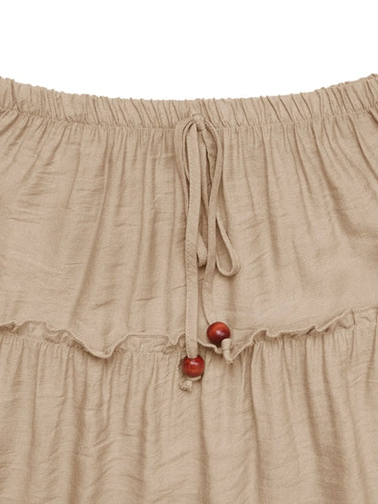 Tiered Boho Maxi Skirt – Flowy A-Line Drawstring Waist