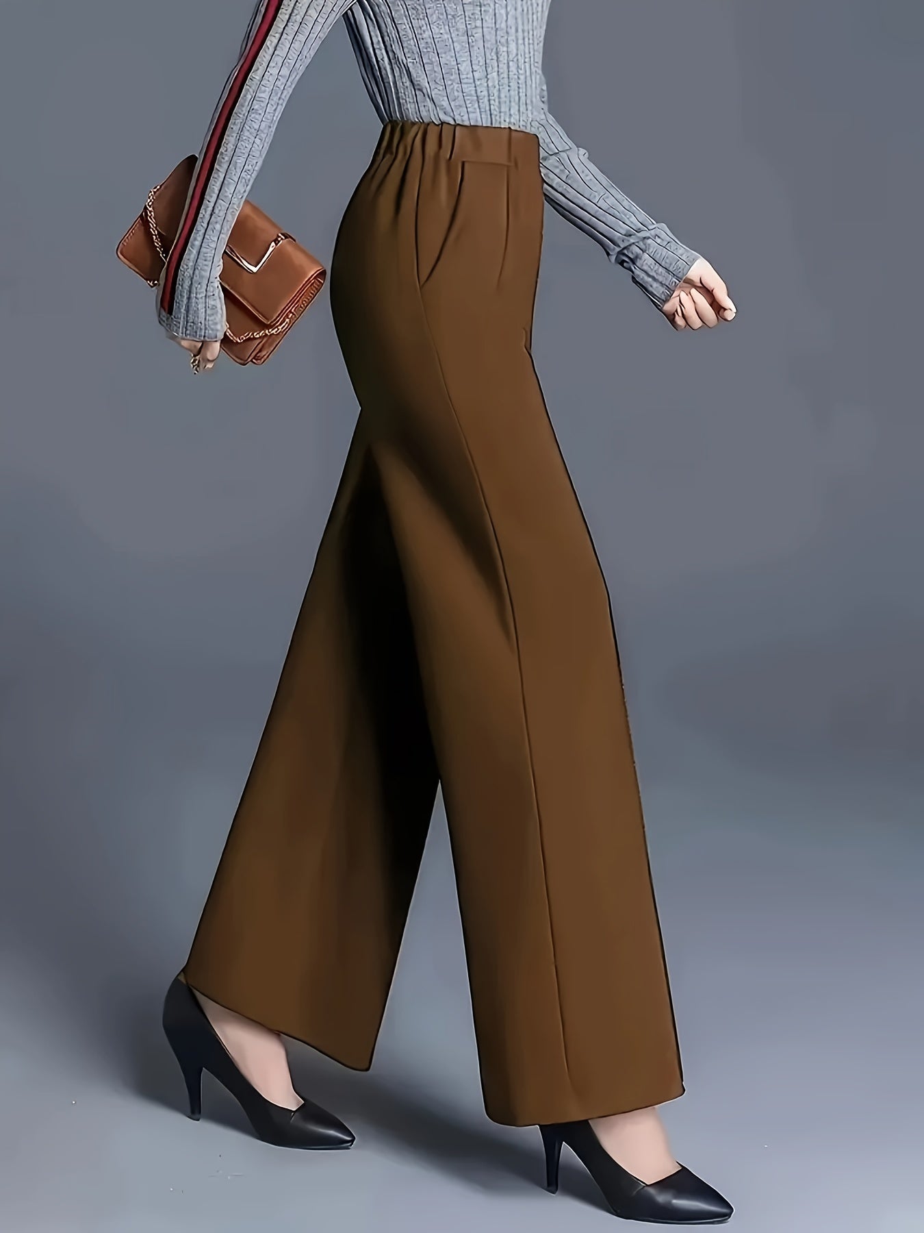Wide-Leg Dress Pants – High-Waisted Tailored Trousers with Pockets