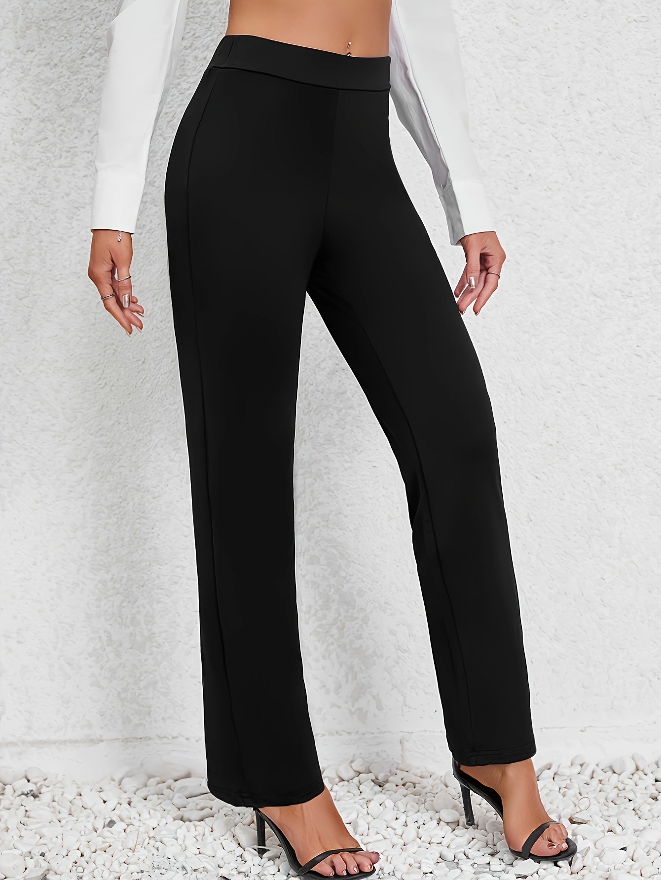 High-Waist Stretch Dress Pants – Women's Straight-Leg Work Trousers