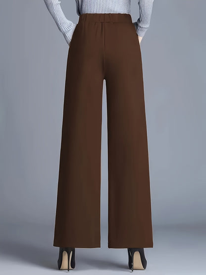 Wide-Leg Dress Pants – High-Waisted Tailored Trousers with Pockets