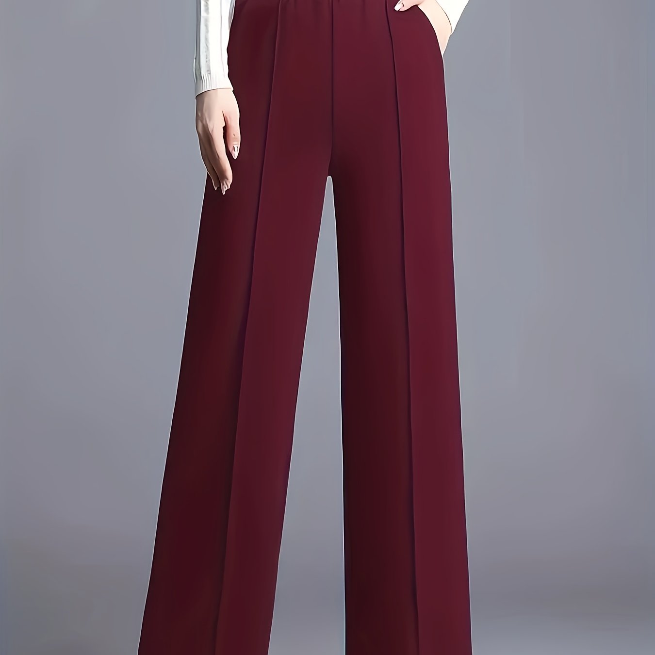Wide-Leg Dress Pants – High-Waisted Tailored Trousers with Pockets