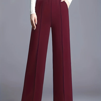 Wide-Leg Dress Pants – High-Waisted Tailored Trousers with Pockets