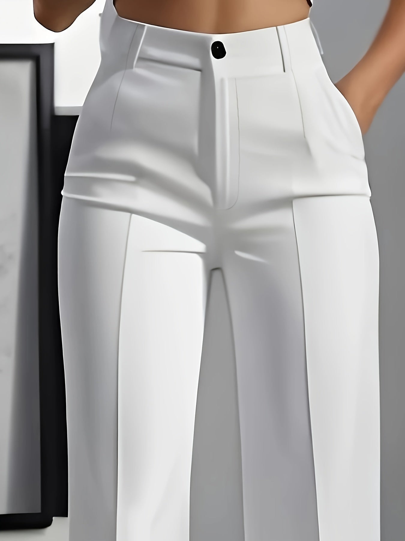 High-Waisted Wide-Leg Trousers – Tailored Creased Work Pants