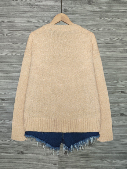 Cat Print Knit Pullover Sweater – Crewneck Relaxed Fit Long Sleeve