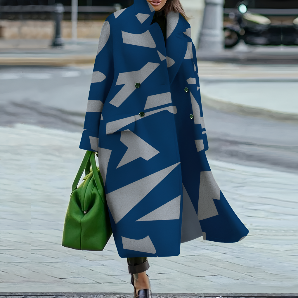 Double Breasted Longline Coat – Stand Collar Oversized Fit