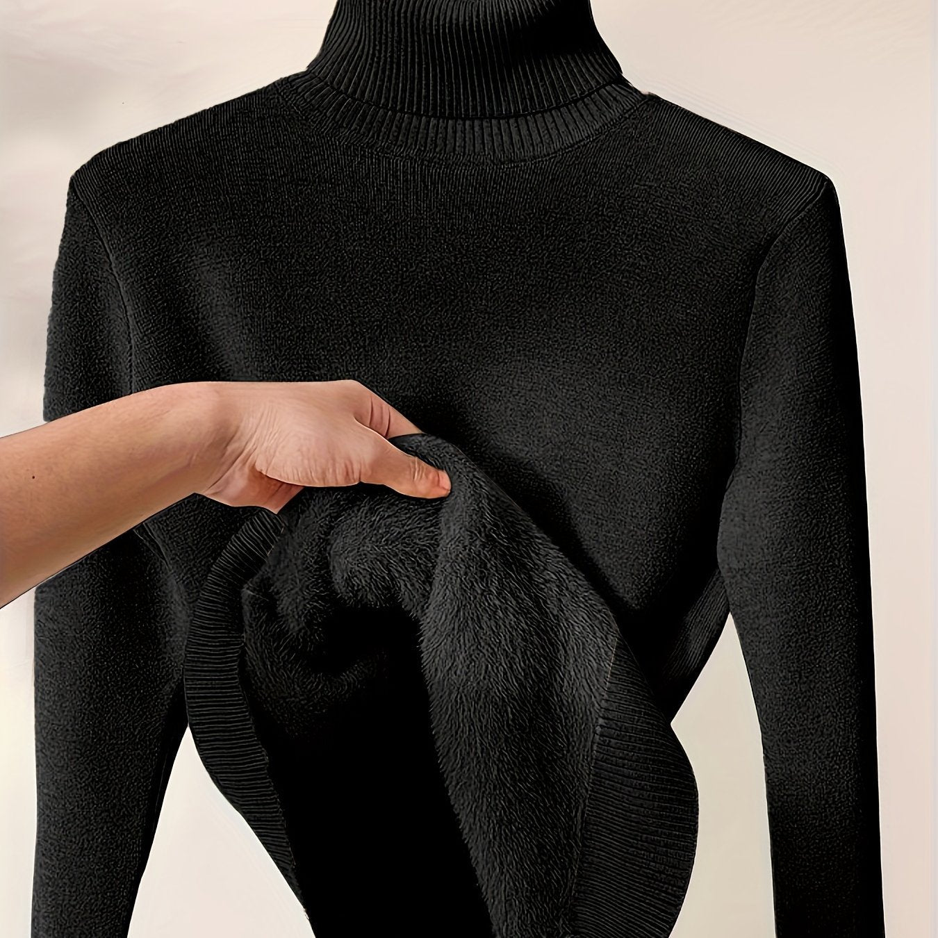 Fleece Lined Turtleneck Sweater – Slim Fit Knit Pullover