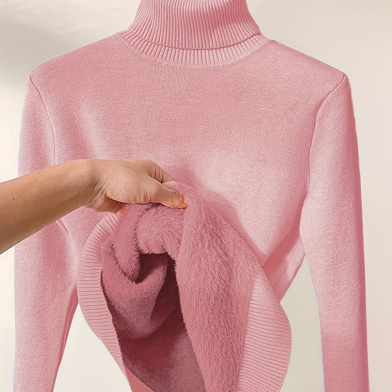 Fleece Lined Turtleneck Sweater – Slim Fit Knit Pullover