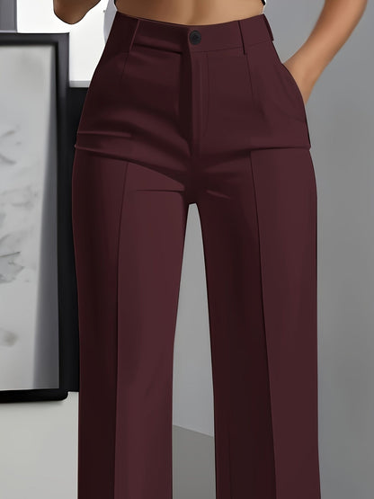 High-Waisted Wide-Leg Trousers – Tailored Creased Work Pants