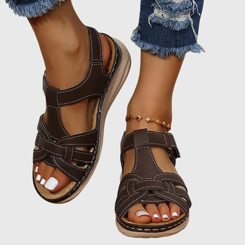 Woven Closed Toe Wedge Sandals – Velcro Ankle Strap Summer Sandals