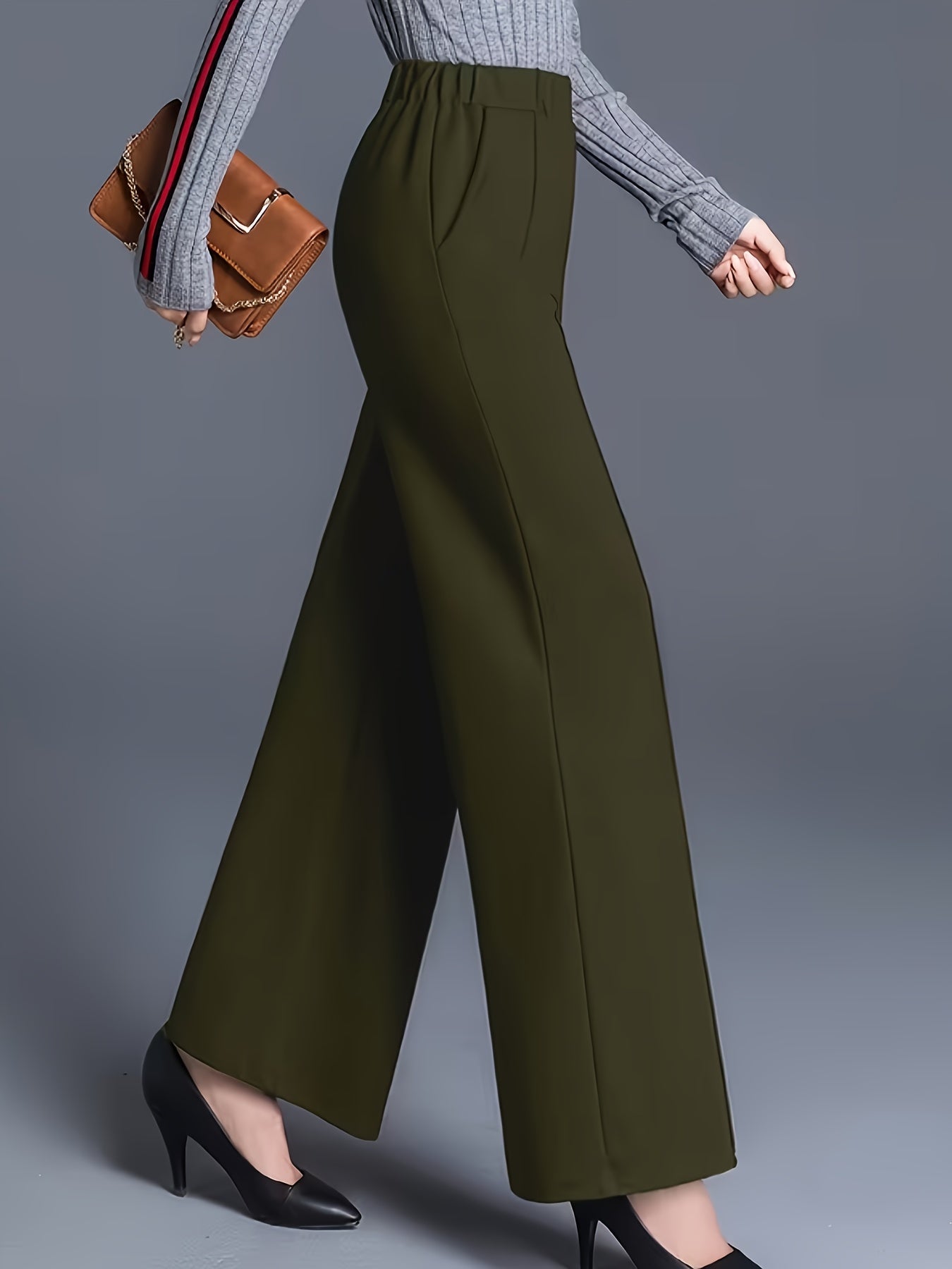 Wide-Leg Dress Pants – High-Waisted Tailored Trousers with Pockets