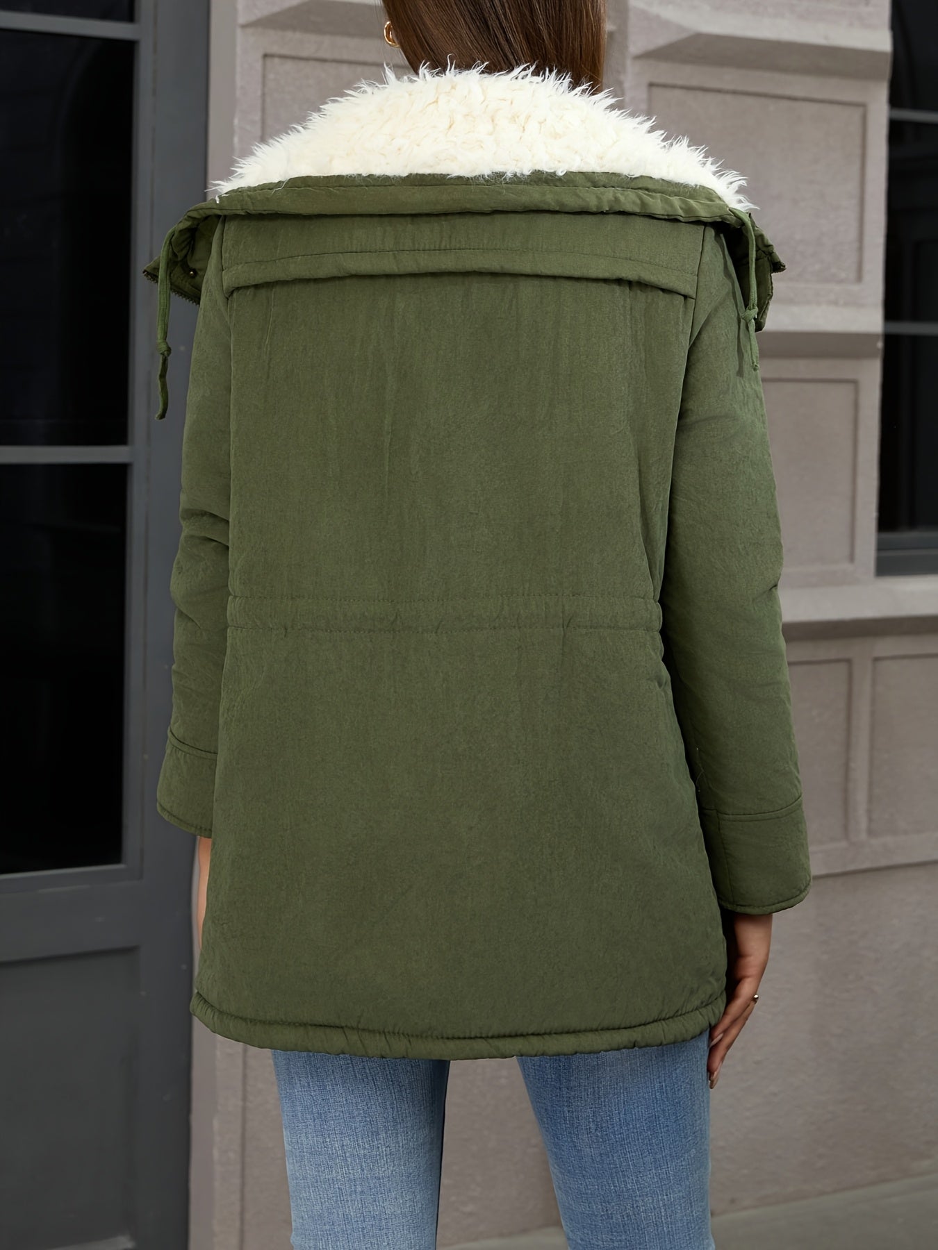 Fleece-Lined Hooded Parka – Women's Drawstring Waist Winter Coat