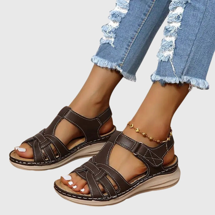 Woven Closed Toe Wedge Sandals – Velcro Ankle Strap Summer Sandals