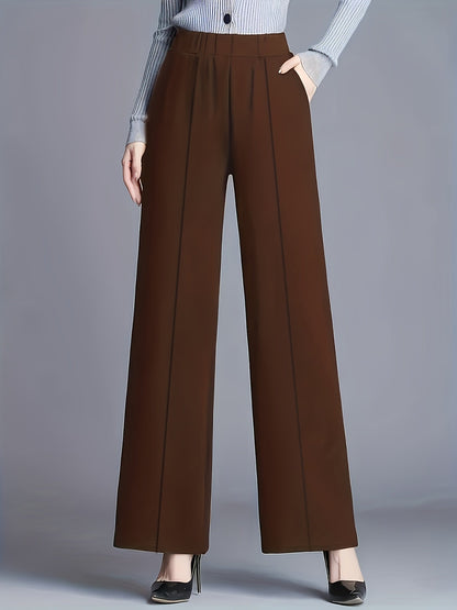 Wide-Leg Dress Pants – High-Waisted Tailored Trousers with Pockets