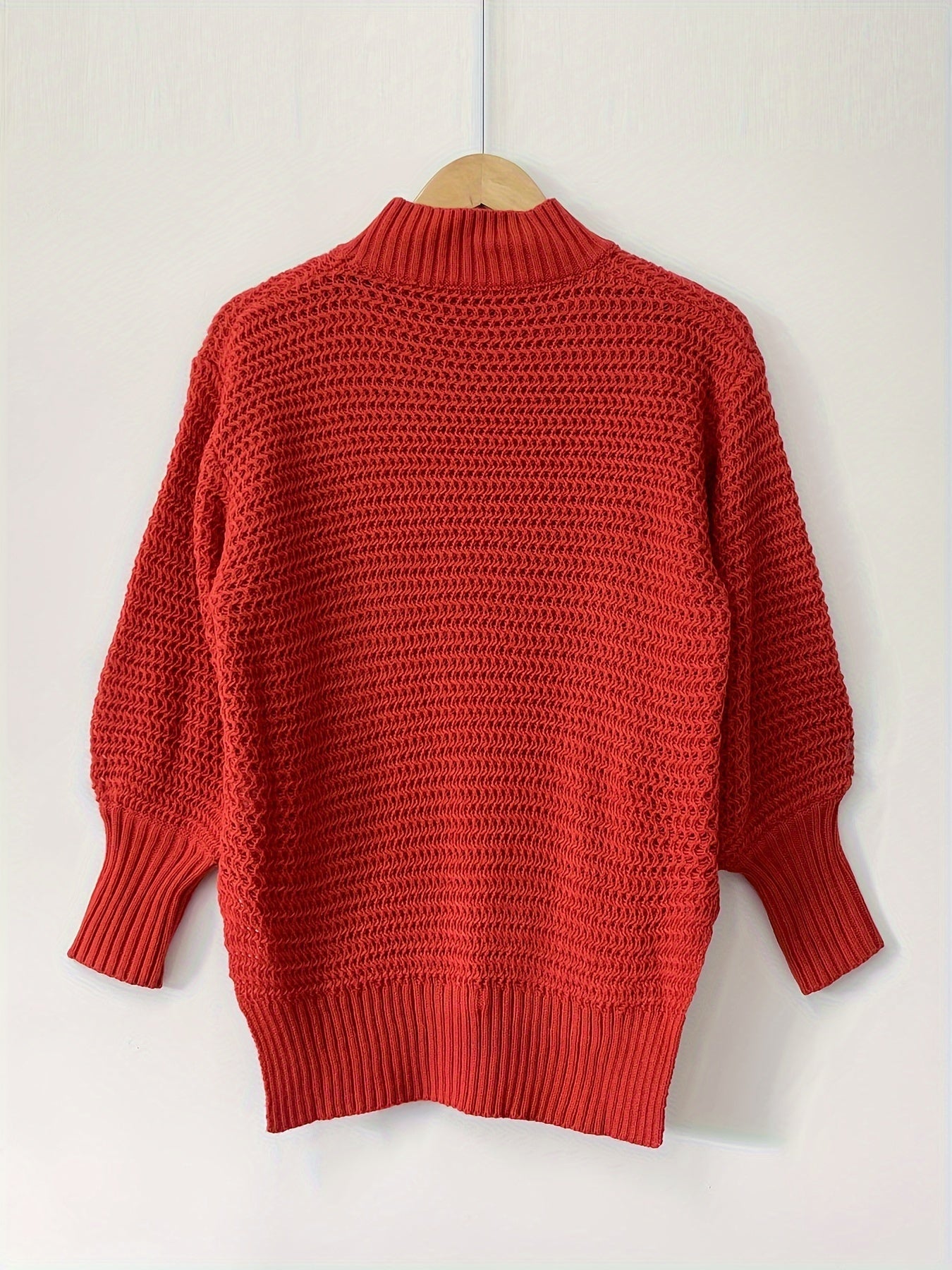 Chunky Knit Mock Neck Sweater – Oversized High-Low Pullover