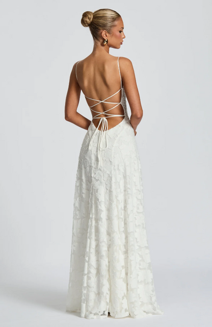 Lace A-Line Maxi Dress – Spaghetti Strap Formal Evening Gown