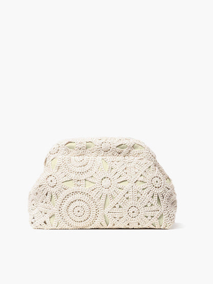 Crochet Lace Clutch Bag – Floral Open-Weave Boho Purse