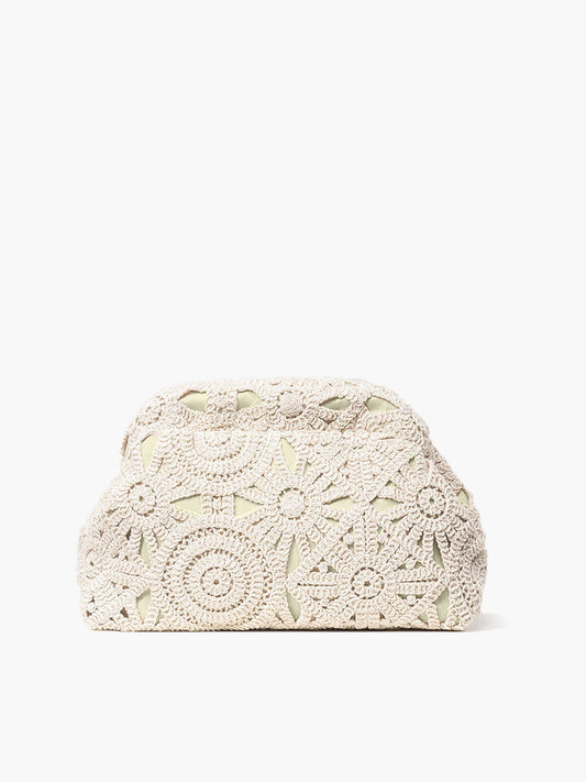 Crochet Lace Clutch Bag – Floral Open-Weave Boho Purse