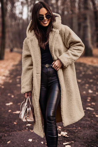 Long Teddy Bear Coat Women – Hooded Oversized Sherpa Coat