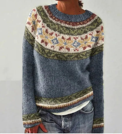 Colorwork Yoke Knit Pullover – Women's Relaxed Fit Sweater