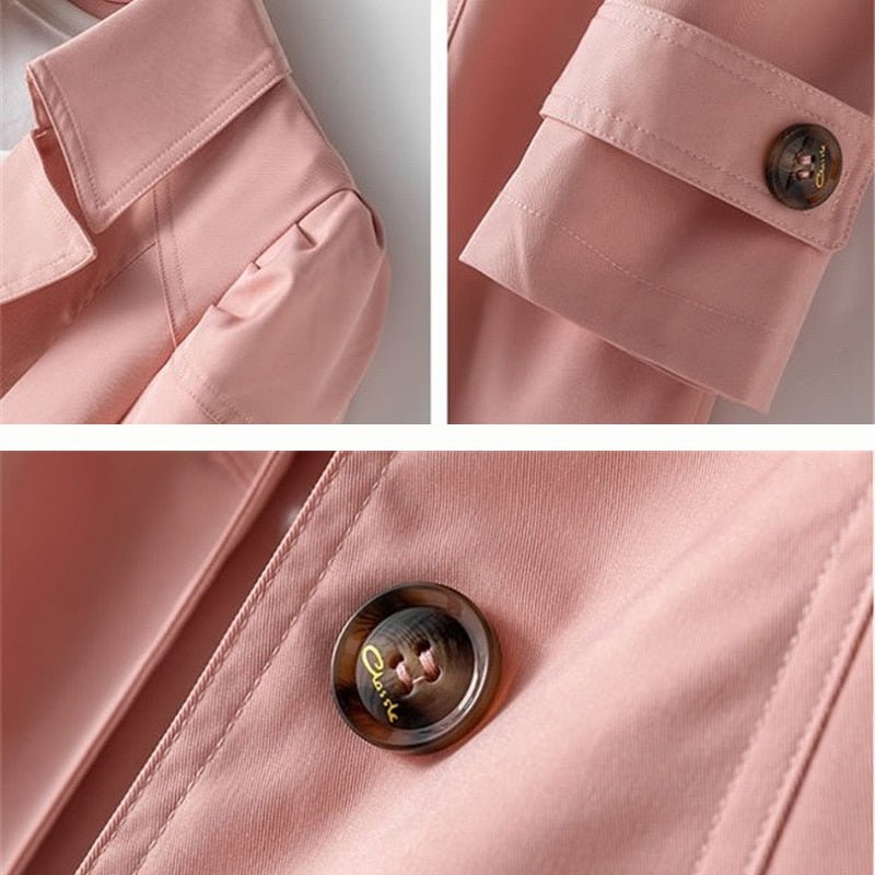 Single-Breasted Trench Coat Women – Mid-Length Lapel Slim Fit