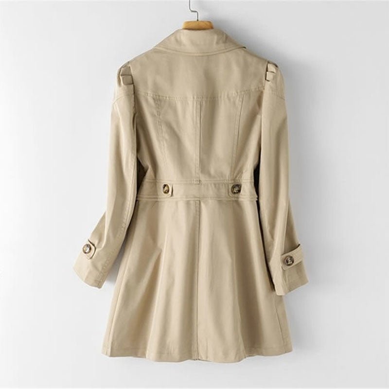 Single-Breasted Trench Coat Women – Mid-Length Lapel Slim Fit
