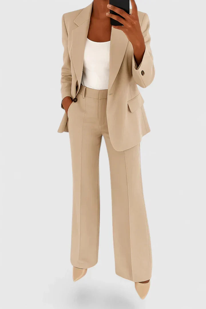 Blazer Wide Leg Pants Suit Set – Women's 2 Piece Work Outfit