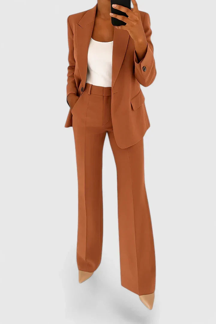 Blazer Wide Leg Pants Suit Set – Women's 2 Piece Work Outfit