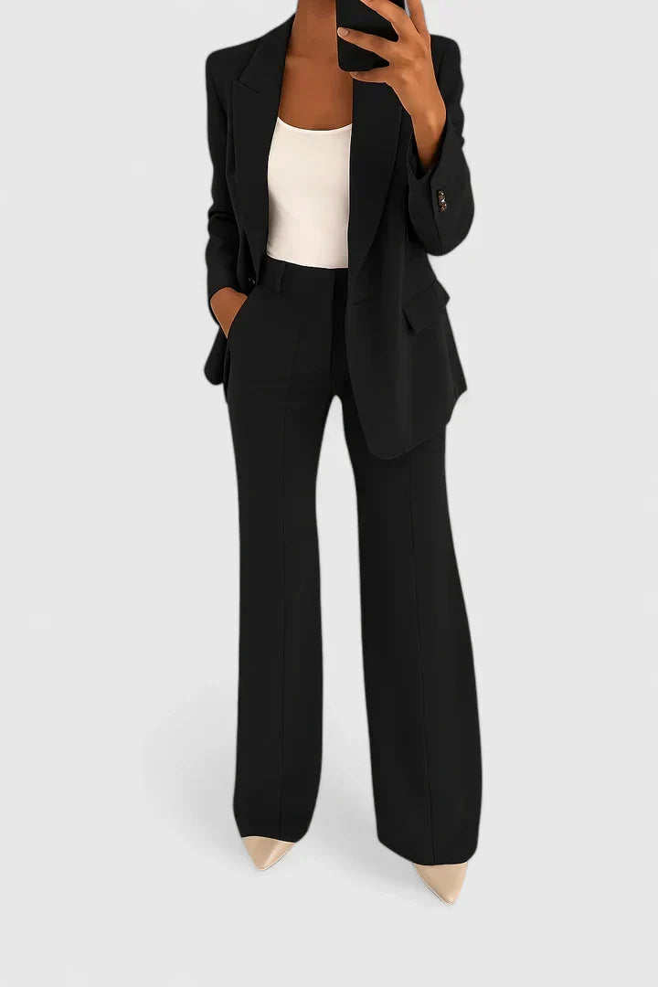 Blazer Wide Leg Pants Suit Set – Women's 2 Piece Work Outfit