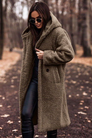 Long Teddy Bear Coat Women – Hooded Oversized Sherpa Coat