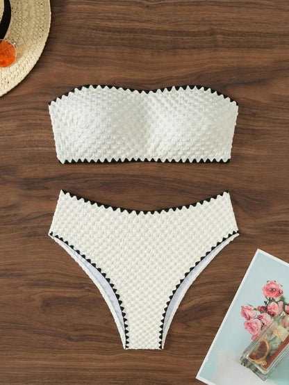 Elegant White Bandeau Bikini Set | Women's Swimwear 0