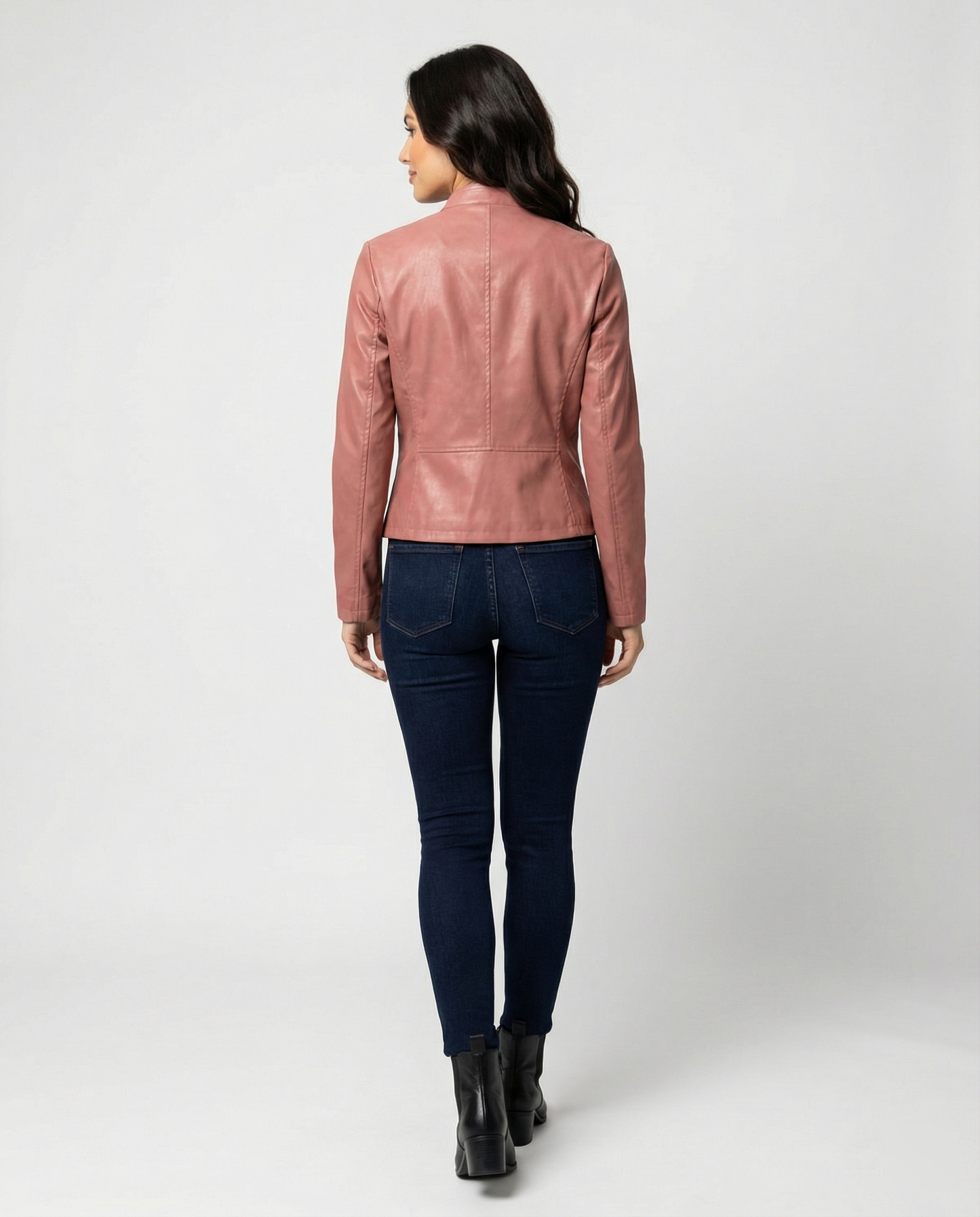 Faux Leather Biker Jacket Women – Slim Fit Zip-Up Moto Jacket
