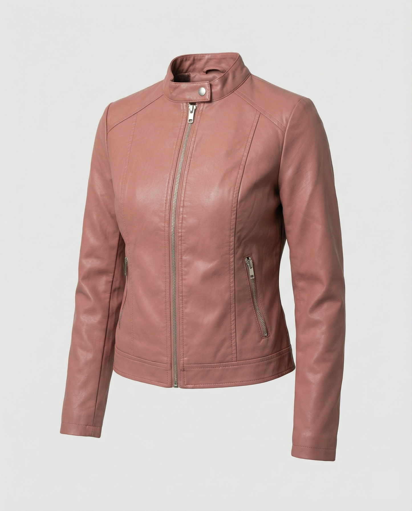 Faux Leather Biker Jacket Women – Slim Fit Zip-Up Moto Jacket
