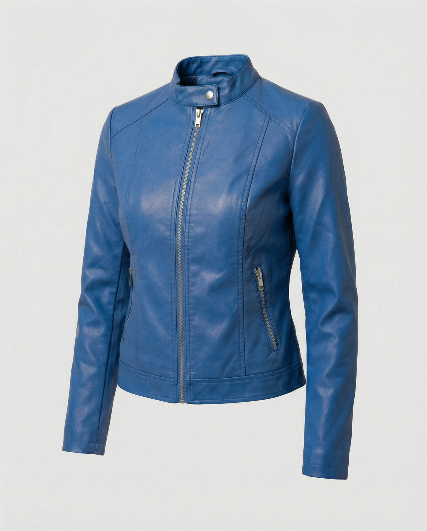 Faux Leather Biker Jacket Women – Slim Fit Zip-Up Moto Jacket