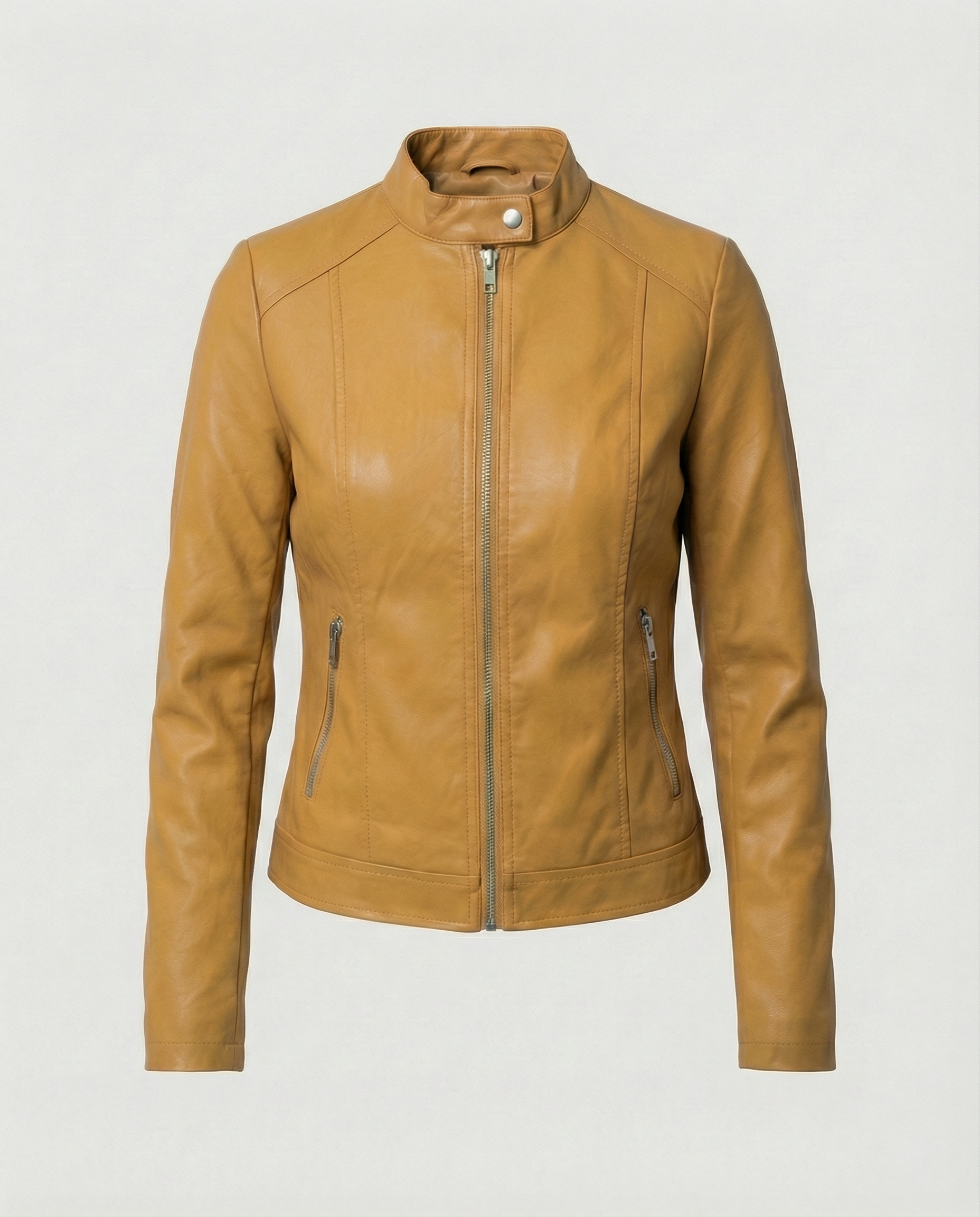 Faux Leather Biker Jacket Women – Slim Fit Zip-Up Moto Jacket