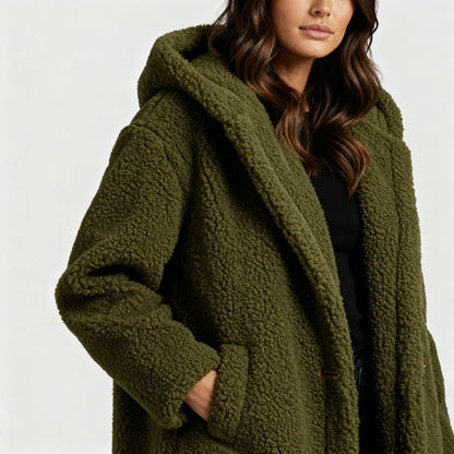 Long Teddy Bear Coat Women – Hooded Oversized Sherpa Coat