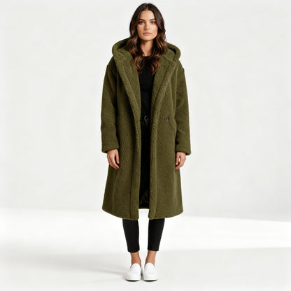 Long Teddy Bear Coat Women – Hooded Oversized Sherpa Coat