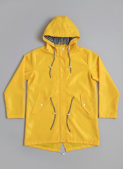 Hooded Waterproof Rain Jacket – Women's Fishtail Hem Drawstring Raincoat