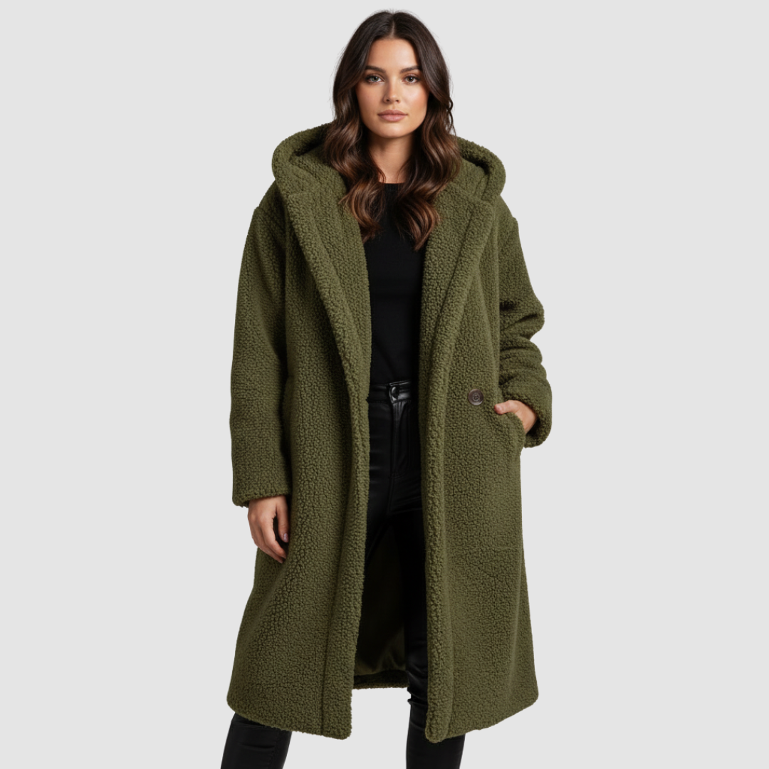 Long Teddy Bear Coat Women – Hooded Oversized Sherpa Coat