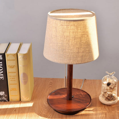 Gentle Glow Nordic Lamp | Walnut Table Lamp with Fabric Shade