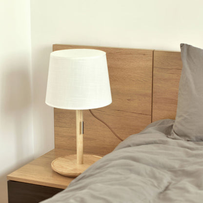 Gentle Glow Nordic Lamp | Walnut Table Lamp with Fabric Shade