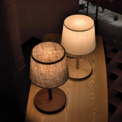 Gentle Glow Nordic Lamp | Walnut Table Lamp with Fabric Shade