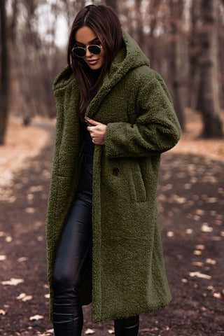 Long Teddy Bear Coat Women – Hooded Oversized Sherpa Coat