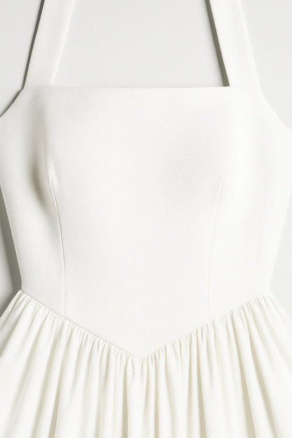 Halter Neck Midi Dress – A-Line Full Skirt Corset Back