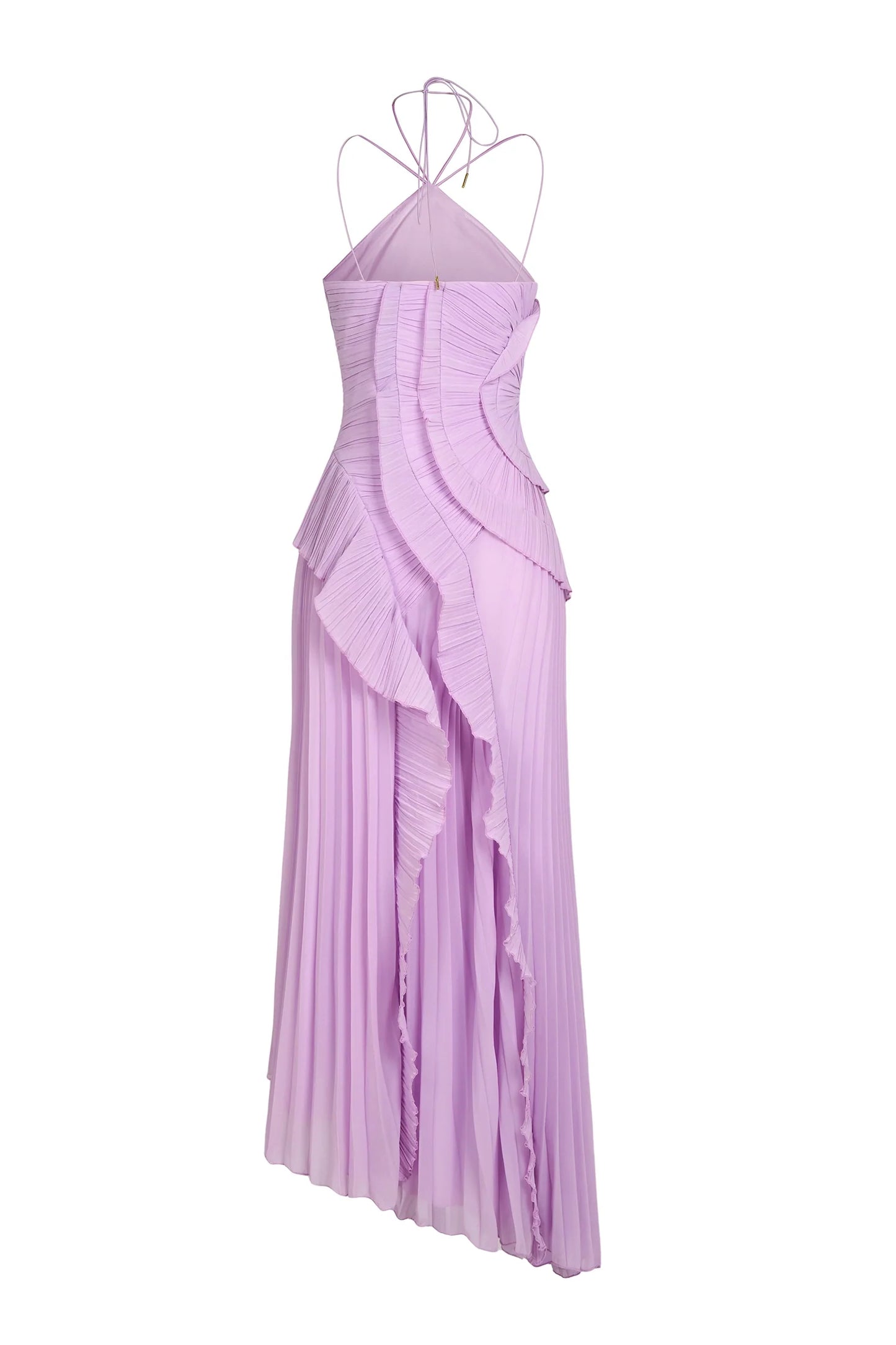 Women's Ruffle Pleated Sleeveless Maxi Dress in Lilac