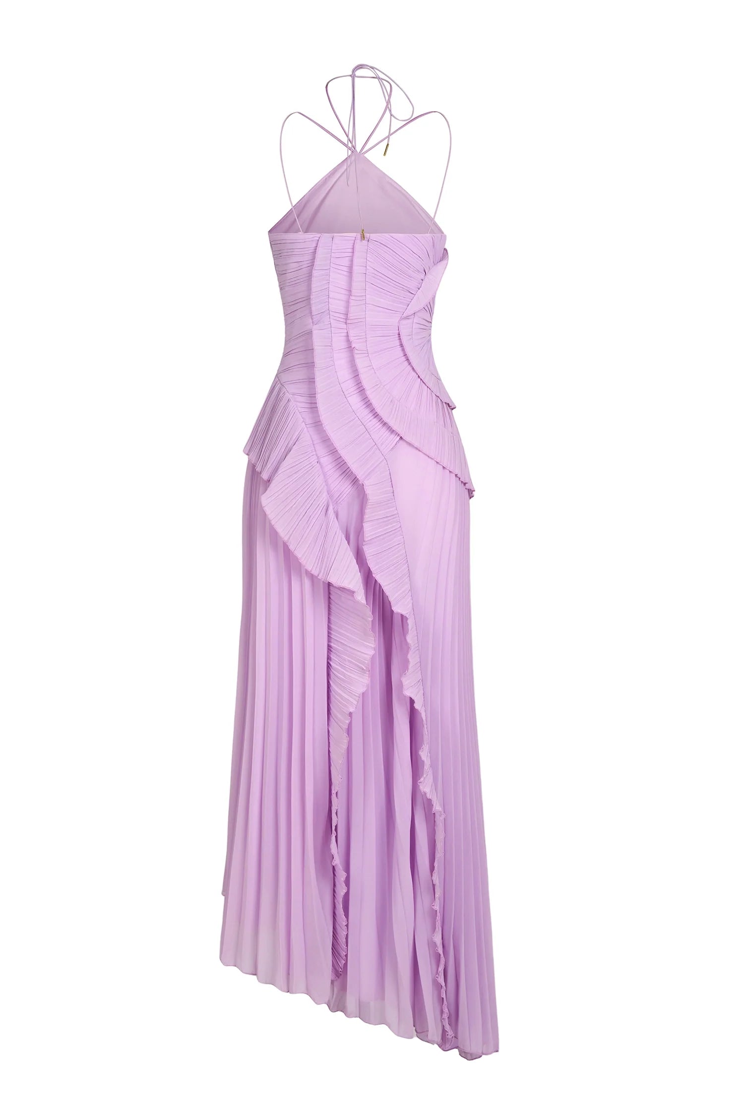 Women's Ruffle Pleated Sleeveless Maxi Dress in Lilac