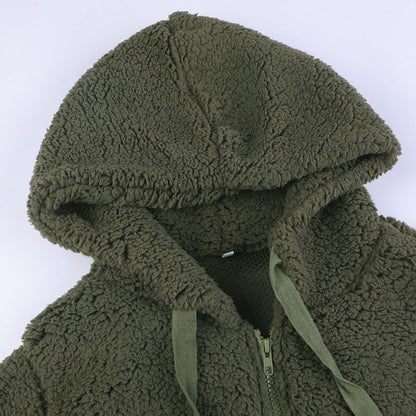 Teddy Fleece Hooded Jacket – Open Front Oversized Sherpa Coat