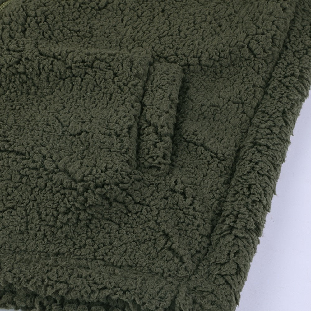 Teddy Fleece Hooded Jacket – Open Front Oversized Sherpa Coat